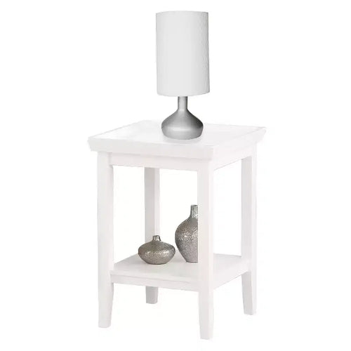 26" White Rectangle Wood End Table
