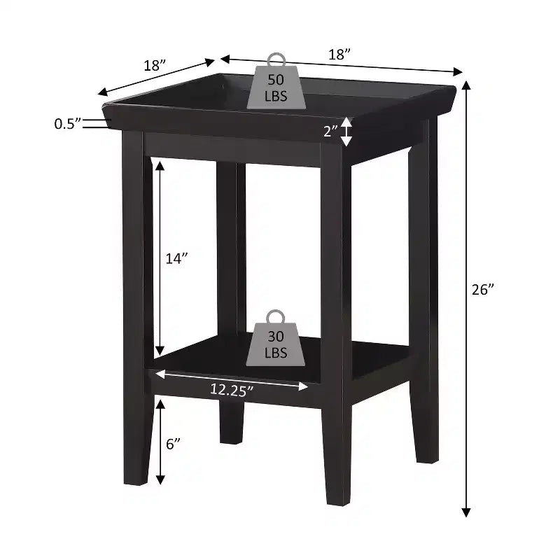 26" White Rectangle Wood End Table