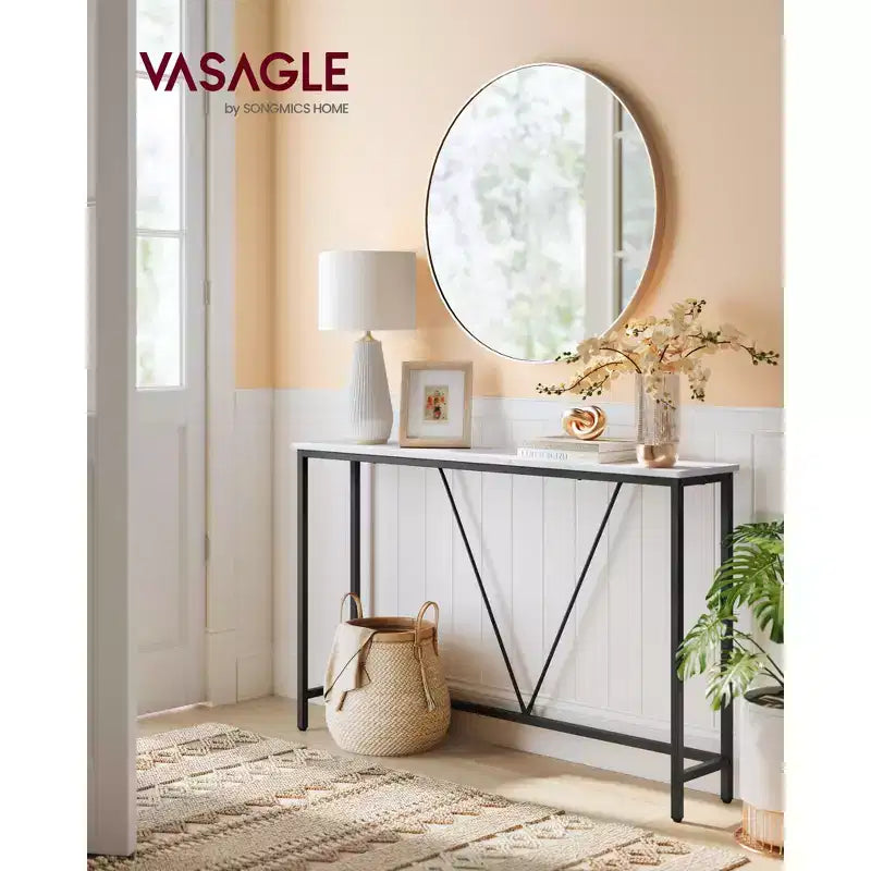 Narrow Console Table with Steel Frame, 47.2 Sofa Table for Entryway, Living Room, Bedroom, Industrial Design