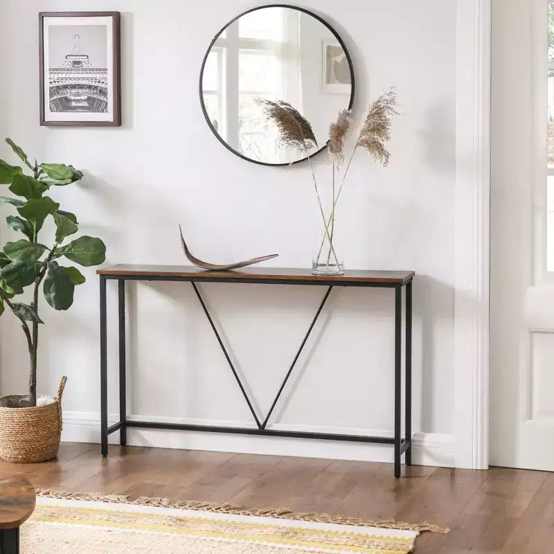 Narrow Console Table with Steel Frame, 47.2 Sofa Table for Entryway, Living Room, Bedroom, Industrial Design