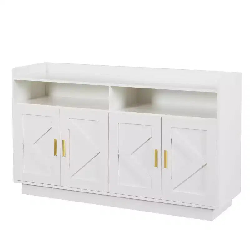 Sideboard Buffet Cabinet with 4 Doors, 2 Drawers & Metal Handles