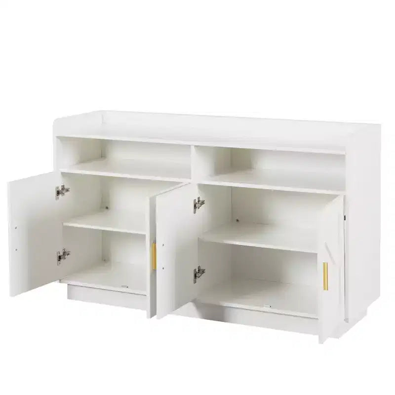 Sideboard Buffet Cabinet with 4 Doors, 2 Drawers & Metal Handles