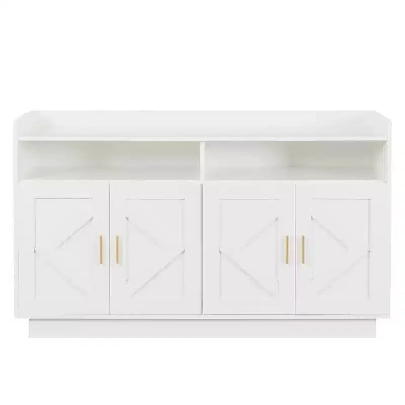 Sideboard Buffet Cabinet with 4 Doors, 2 Drawers & Metal Handles