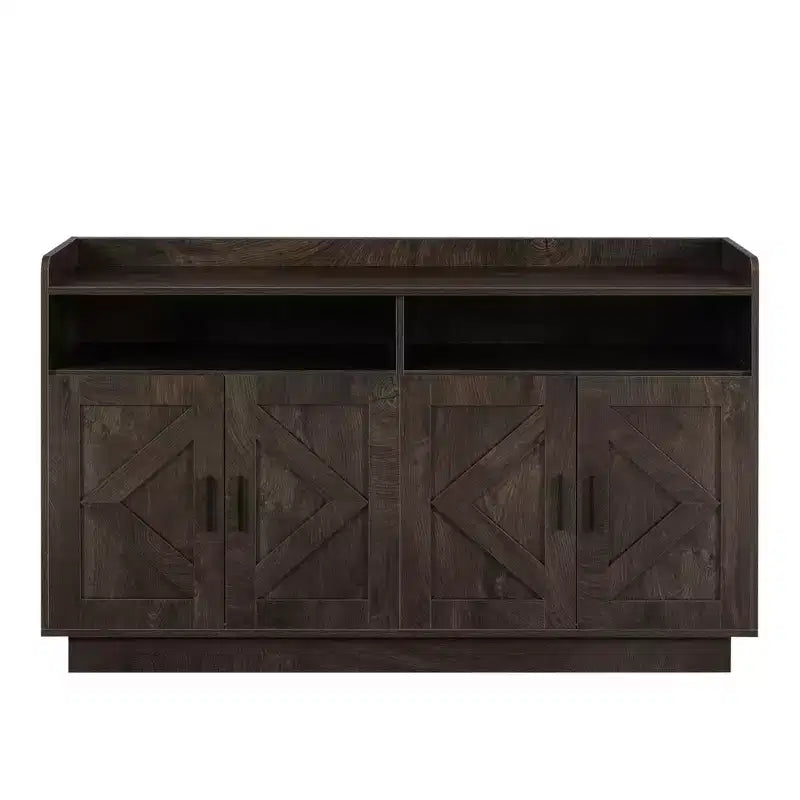 Sideboard Buffet Cabinet with 4 Doors, 2 Drawers & Metal Handles