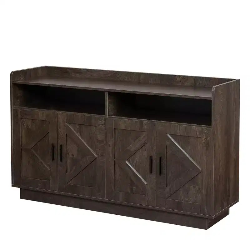 Sideboard Buffet Cabinet with 4 Doors, 2 Drawers & Metal Handles