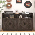 Sideboard Buffet Cabinet with 4 Doors, 2 Drawers & Metal Handles