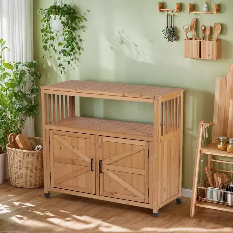 Storage Cabinet with 2 Doors and 2 Shelves, Short Cabinet for Living Room, Dining Room, Kitchen
