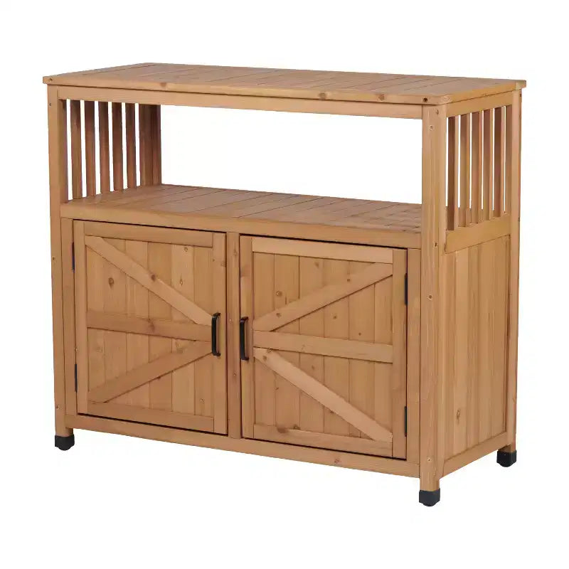 Storage Cabinet with 2 Doors and 2 Shelves, Short Cabinet for Living Room, Dining Room, Kitchen
