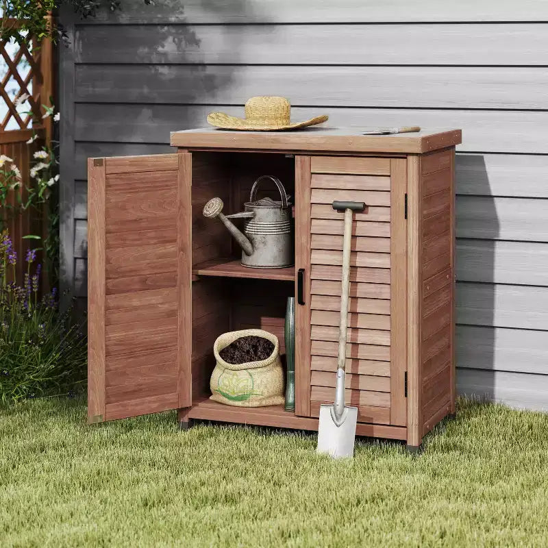 Storage Cabinet with 2 Doors and 2 Shelves, Short Cabinet for Living Room, Dining Room, Kitchen