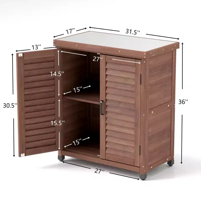 Storage Cabinet with 2 Doors and 2 Shelves, Short Cabinet for Living Room, Dining Room, Kitchen