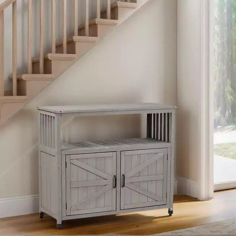 Storage Cabinet with 2 Doors and 2 Shelves, Short Cabinet for Living Room, Dining Room, Kitchen