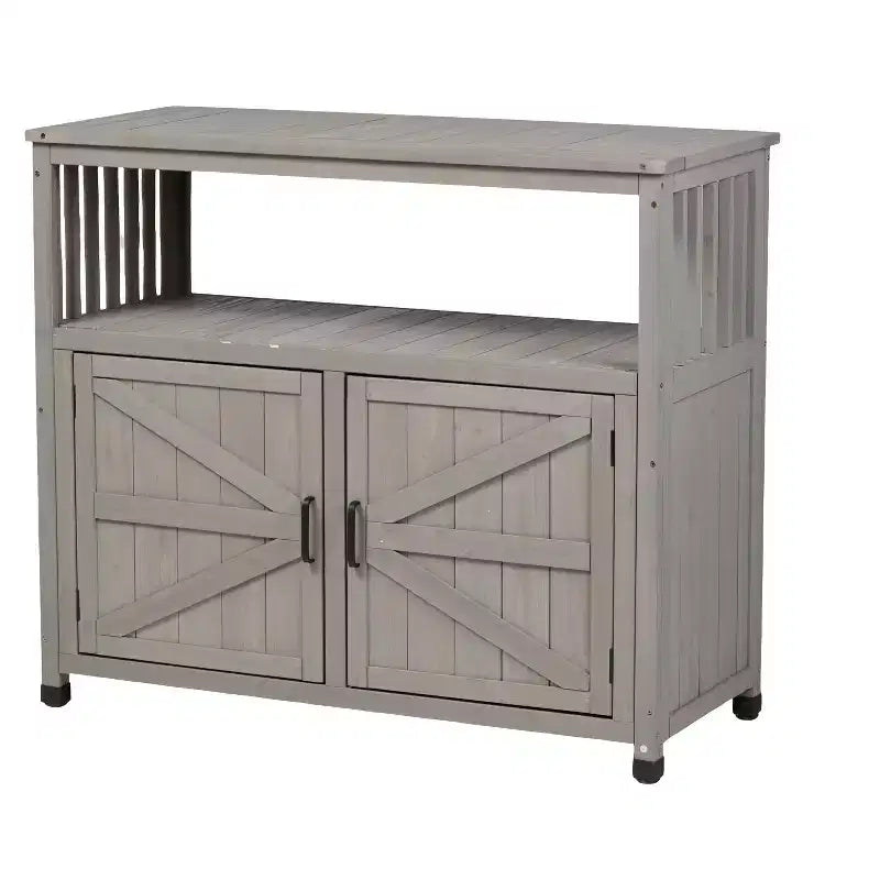 Storage Cabinet with 2 Doors and 2 Shelves, Short Cabinet for Living Room, Dining Room, Kitchen