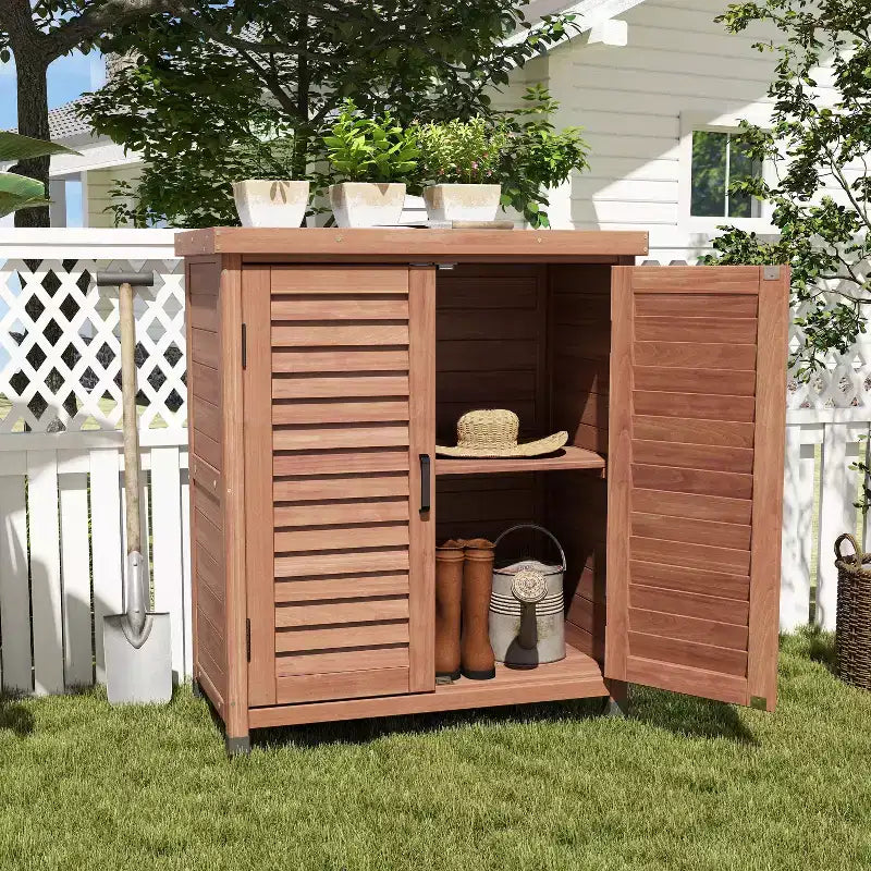 Storage Cabinet with 2 Doors and 2 Shelves, Short Cabinet for Living Room, Dining Room, Kitchen