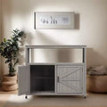 Storage Cabinet with 2 Doors and 2 Shelves, Short Cabinet for Living Room, Dining Room, Kitchen