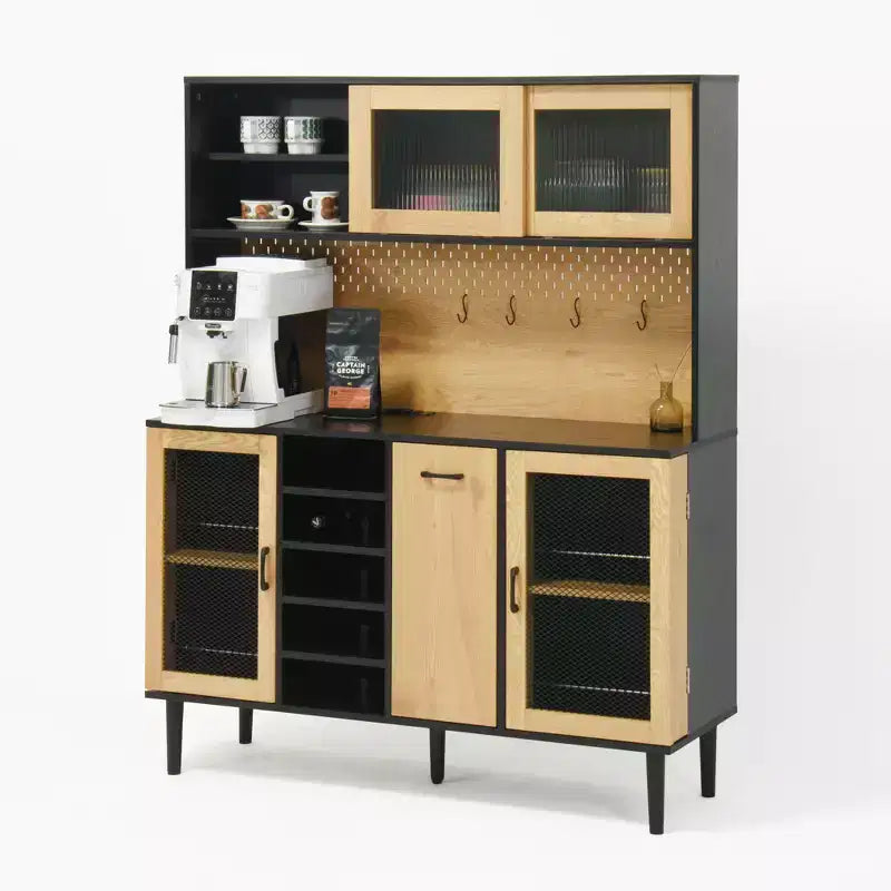Wooden Sideboard Buffet Cabinet with 4 Doors and 2 Drawers
