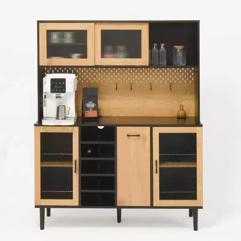 Wooden Sideboard Buffet Cabinet with 4 Doors and 2 Drawers