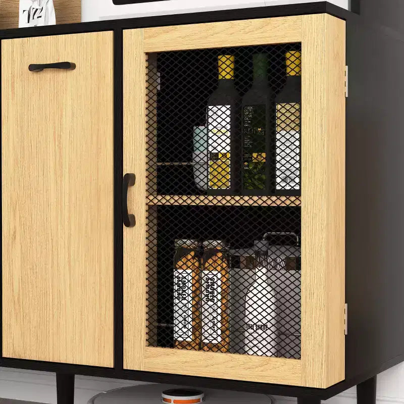 Wooden Sideboard Buffet Cabinet with 4 Doors and 2 Drawers