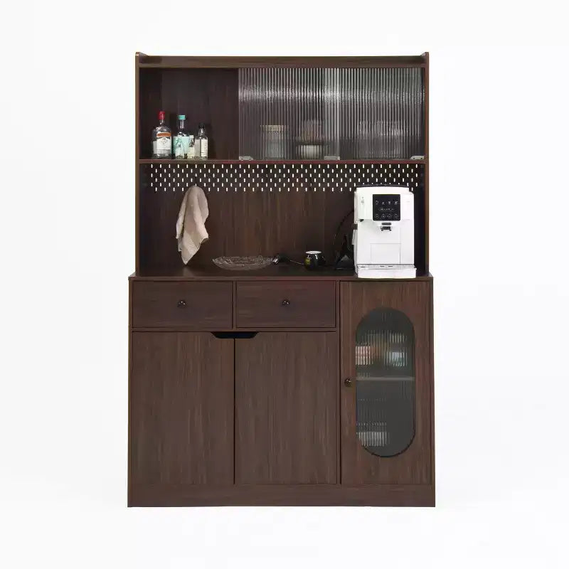 Wooden Sideboard Buffet Cabinet with 4 Doors and 2 Drawers