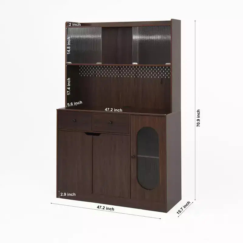 Wooden Sideboard Buffet Cabinet with 4 Doors and 2 Drawers
