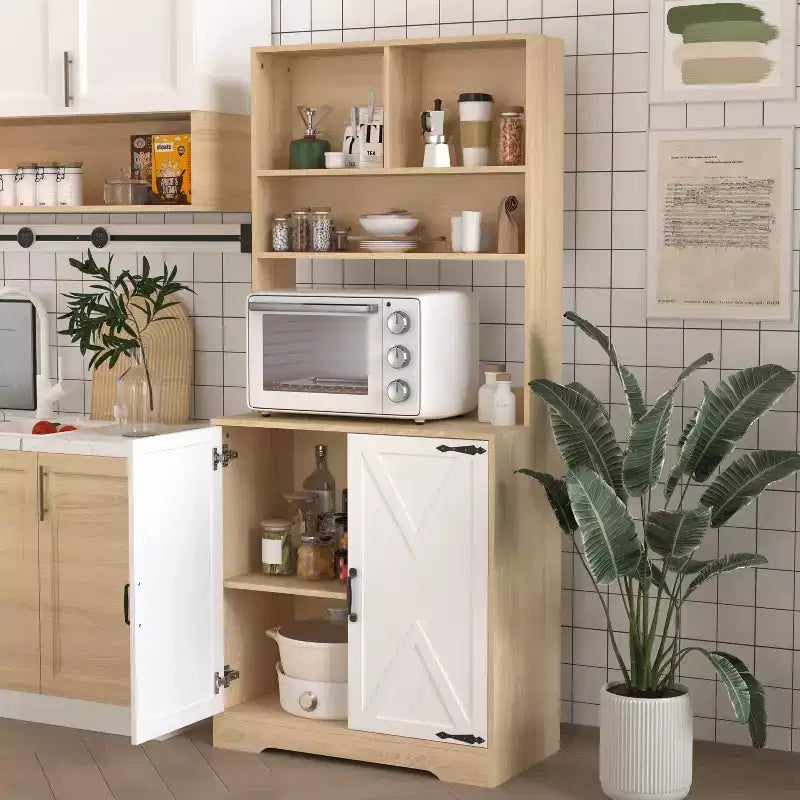 Wooden Sideboard Buffet Cabinet with 4 Doors and 2 Drawers