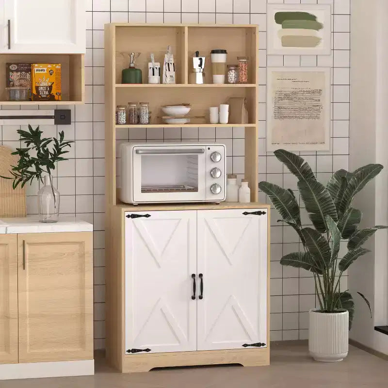 Wooden Sideboard Buffet Cabinet with 4 Doors and 2 Drawers