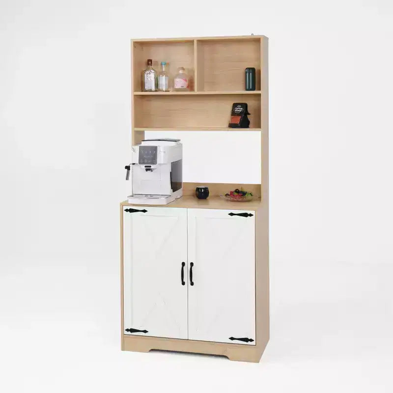 Wooden Sideboard Buffet Cabinet with 4 Doors and 2 Drawers