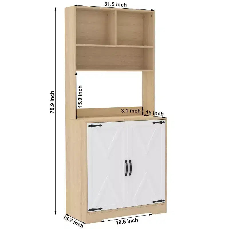 Wooden Sideboard Buffet Cabinet with 4 Doors and 2 Drawers