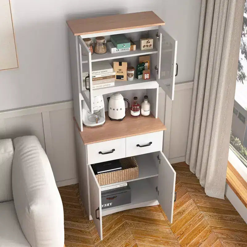 Wooden Sideboard Buffet Cabinet with 4 Doors and 2 Drawers