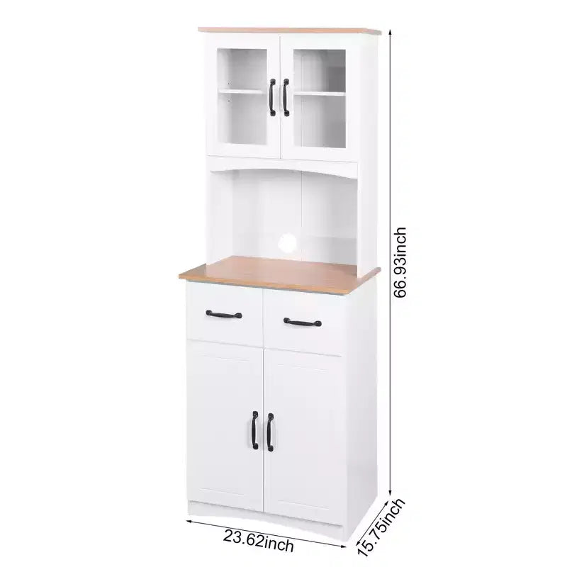 Wooden Sideboard Buffet Cabinet with 4 Doors and 2 Drawers