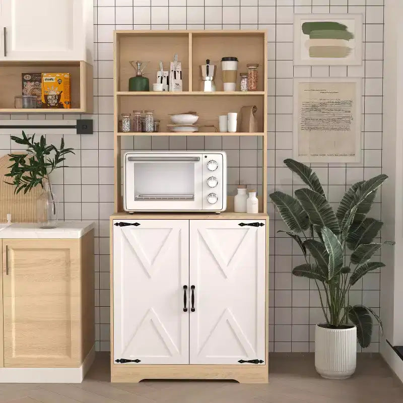 Wooden Sideboard Buffet Cabinet with 4 Doors and 2 Drawers