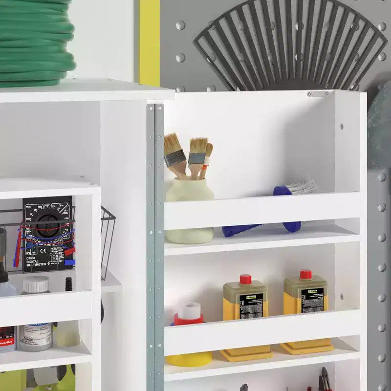Garage Storage Cabinet with Rotating Shelves & Door Compartments, Multi-Layer Organizer