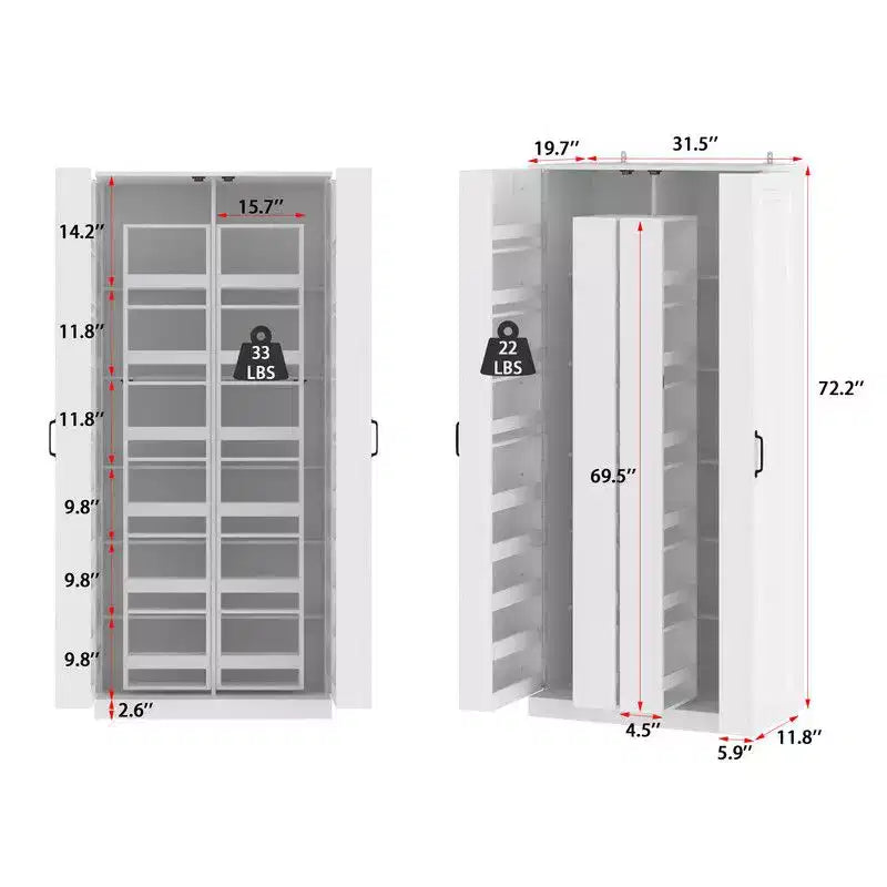 Garage Storage Cabinet with Rotating Shelves & Door Compartments, Multi-Layer Organizer