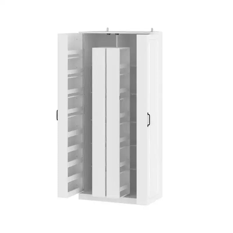 Garage Storage Cabinet with Rotating Shelves & Door Compartments, Multi-Layer Organizer