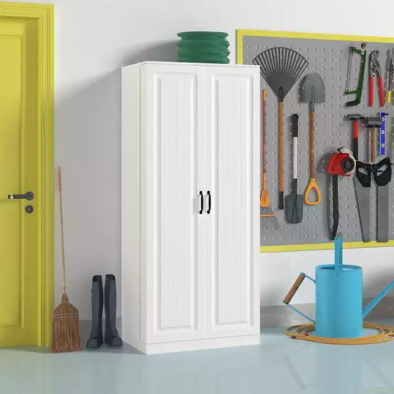 Garage Storage Cabinet with Rotating Shelves & Door Compartments, Multi-Layer Organizer