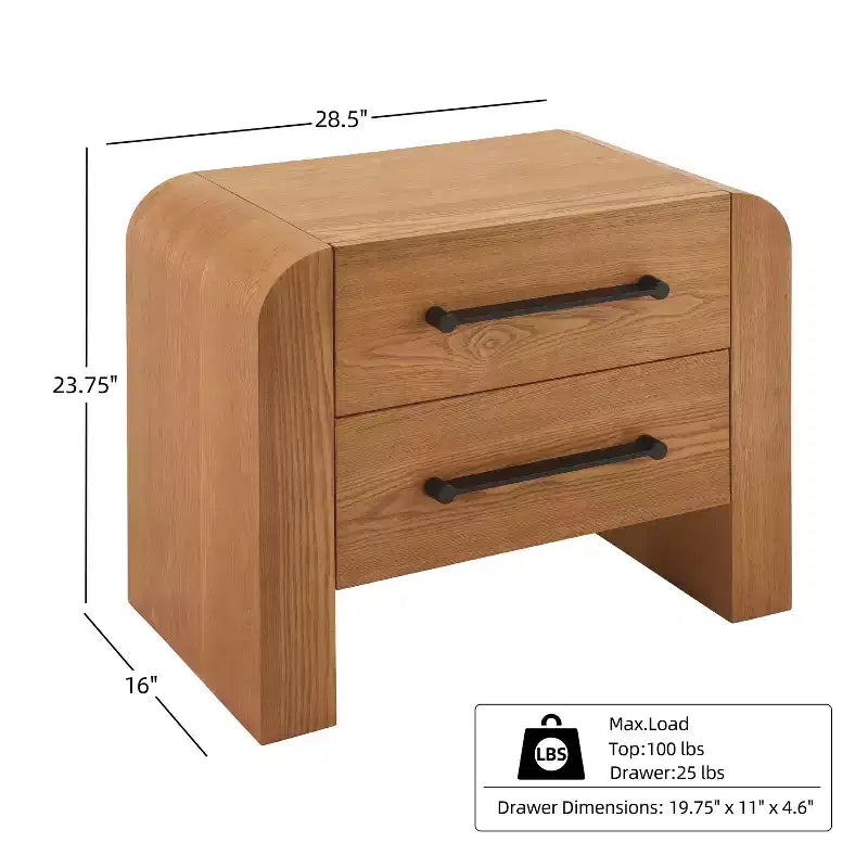 Modern Nightstand with 2 Drawers