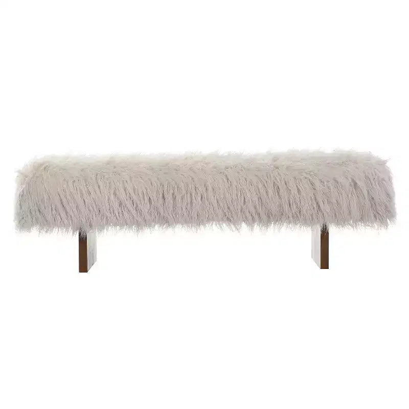 Modern Long-Haired Faux Wool Upholstered Bench