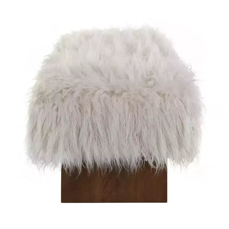 Modern Long-Haired Faux Wool Upholstered Bench