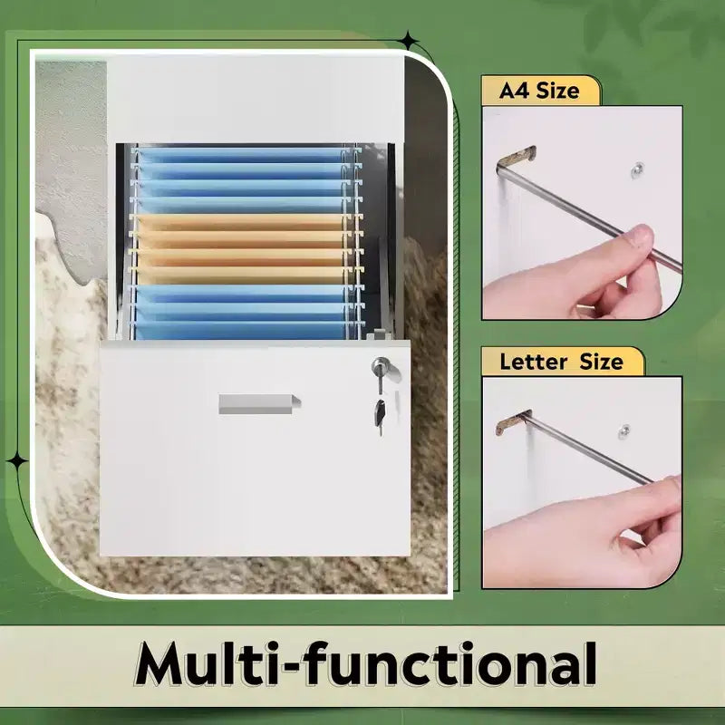 4-Drawer Vertical File Cabinet with Lock - Wood Storage Organizer for Home Office