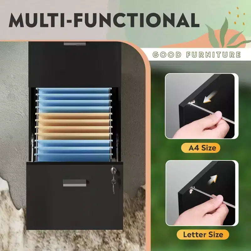 4-Drawer Vertical File Cabinet with Lock - Wood Storage Organizer for Home Office