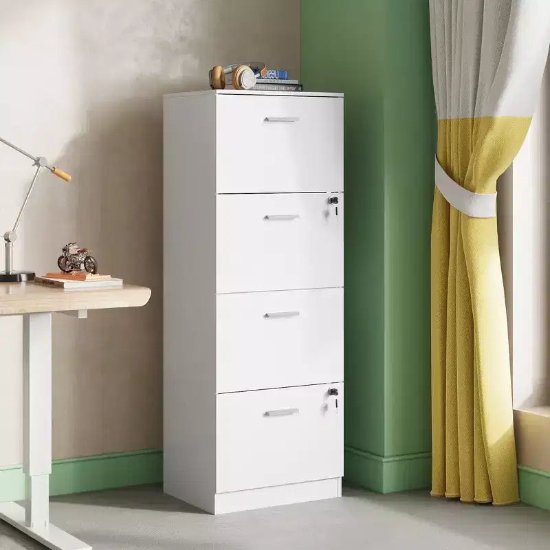 4-Drawer Vertical File Cabinet with Lock - Wood Storage Organizer for Home Office