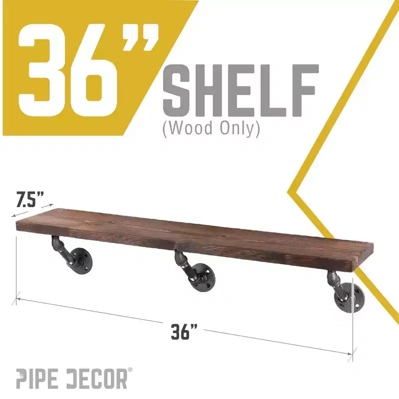 Trail Brown 36 in. Reclaimed Wood Shelf (Wood Only)