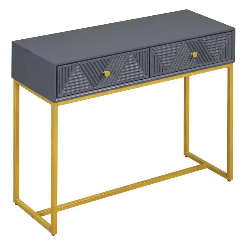 Modern Console Table with Golden Legs and 2 Drawers