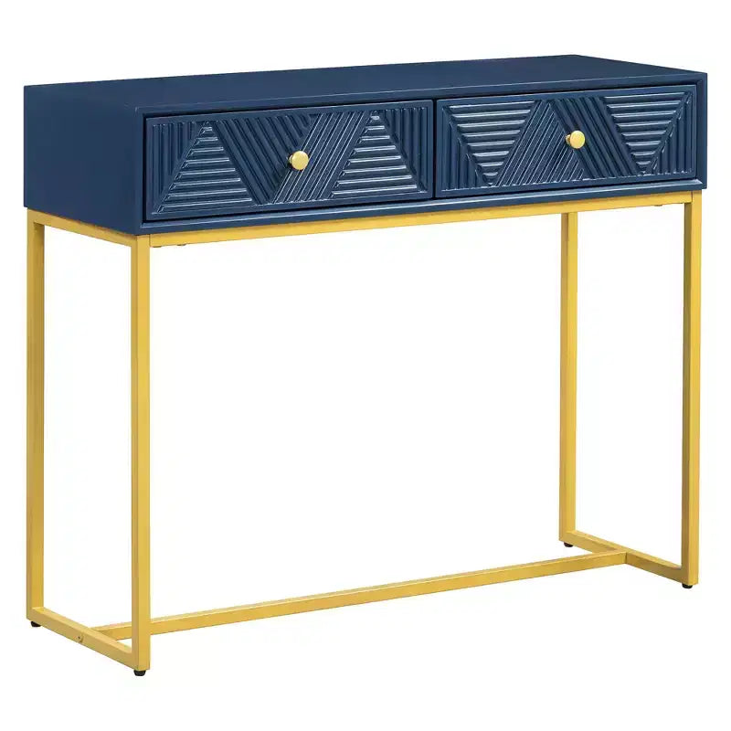 Modern Console Table with Golden Legs and 2 Drawers