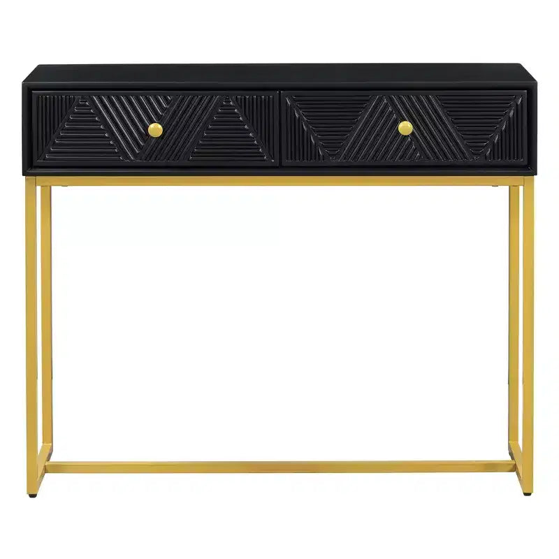 Modern Console Table with Golden Legs and 2 Drawers