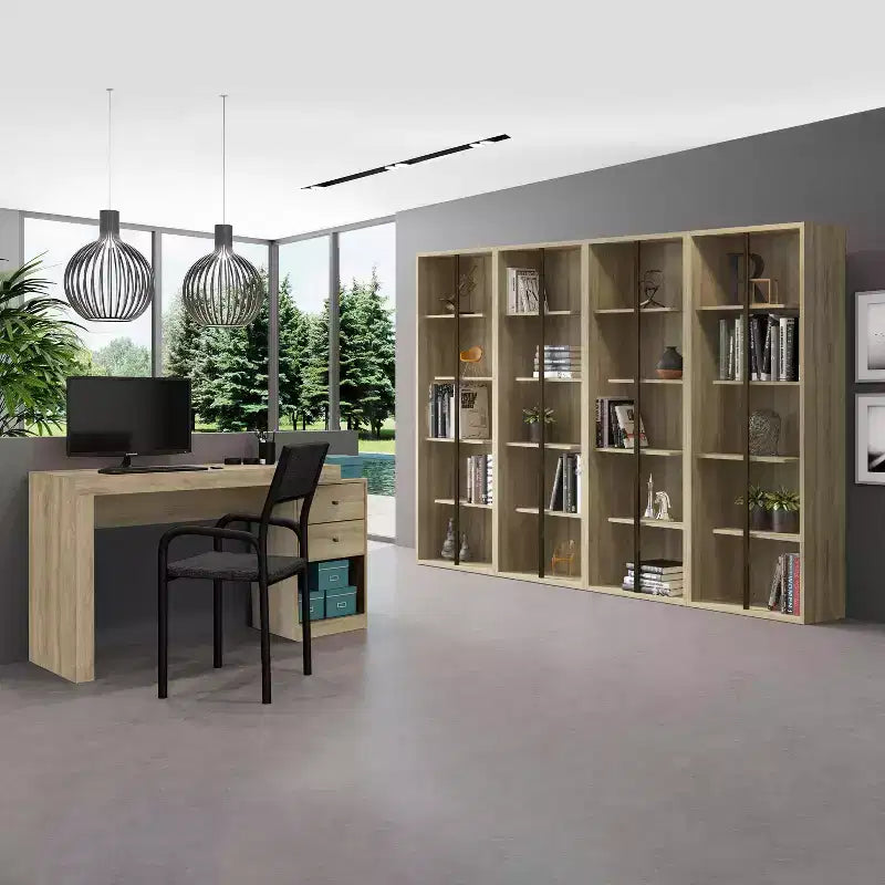 47.5IN Modern Expandable Home Office Desk with 2 Drawers and 1 Shelf