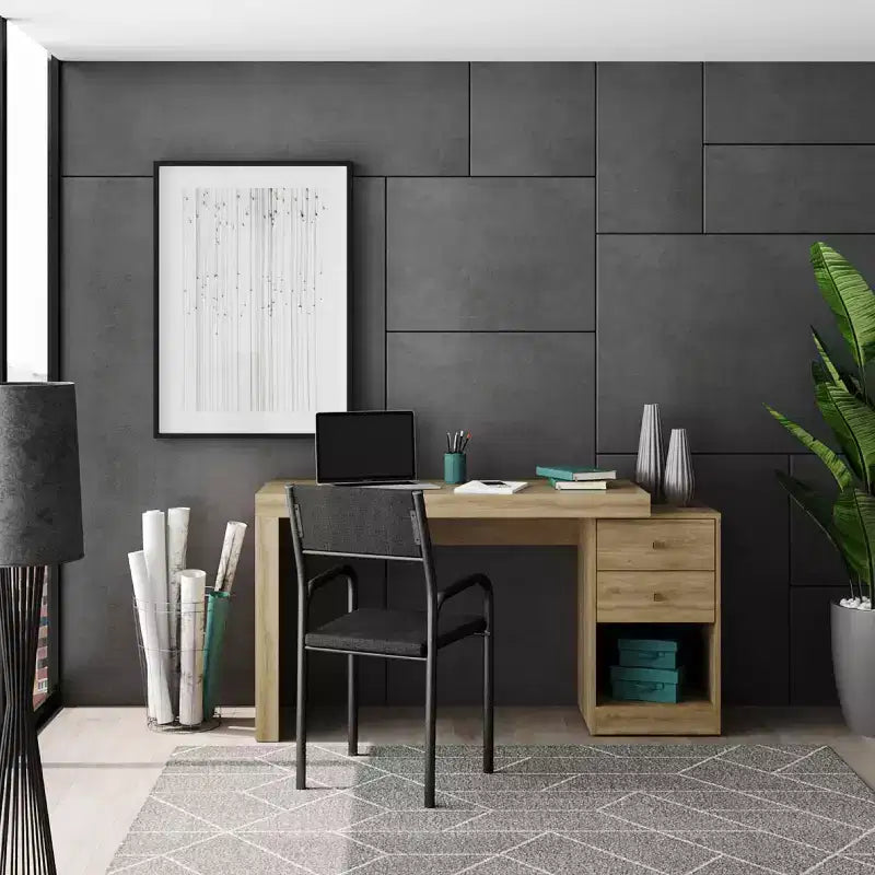 47.5IN Modern Expandable Home Office Desk with 2 Drawers and 1 Shelf