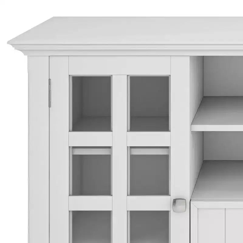 Tall TV Stand for TVs up to 60", White — Adjustable Shelves, Pine & Plywood