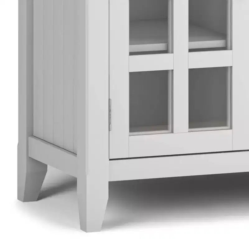 Tall TV Stand for TVs up to 60", White — Adjustable Shelves, Pine & Plywood
