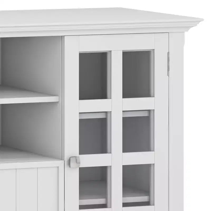 Tall TV Stand for TVs up to 60", White — Adjustable Shelves, Pine & Plywood