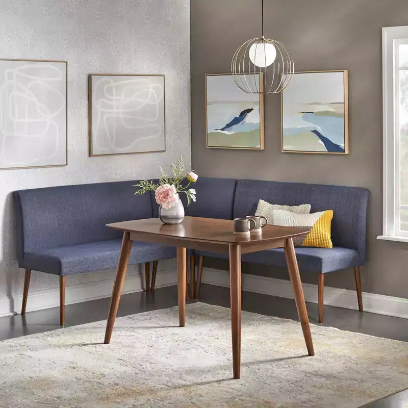 Mid Century Modern Upholstered Dining Bench